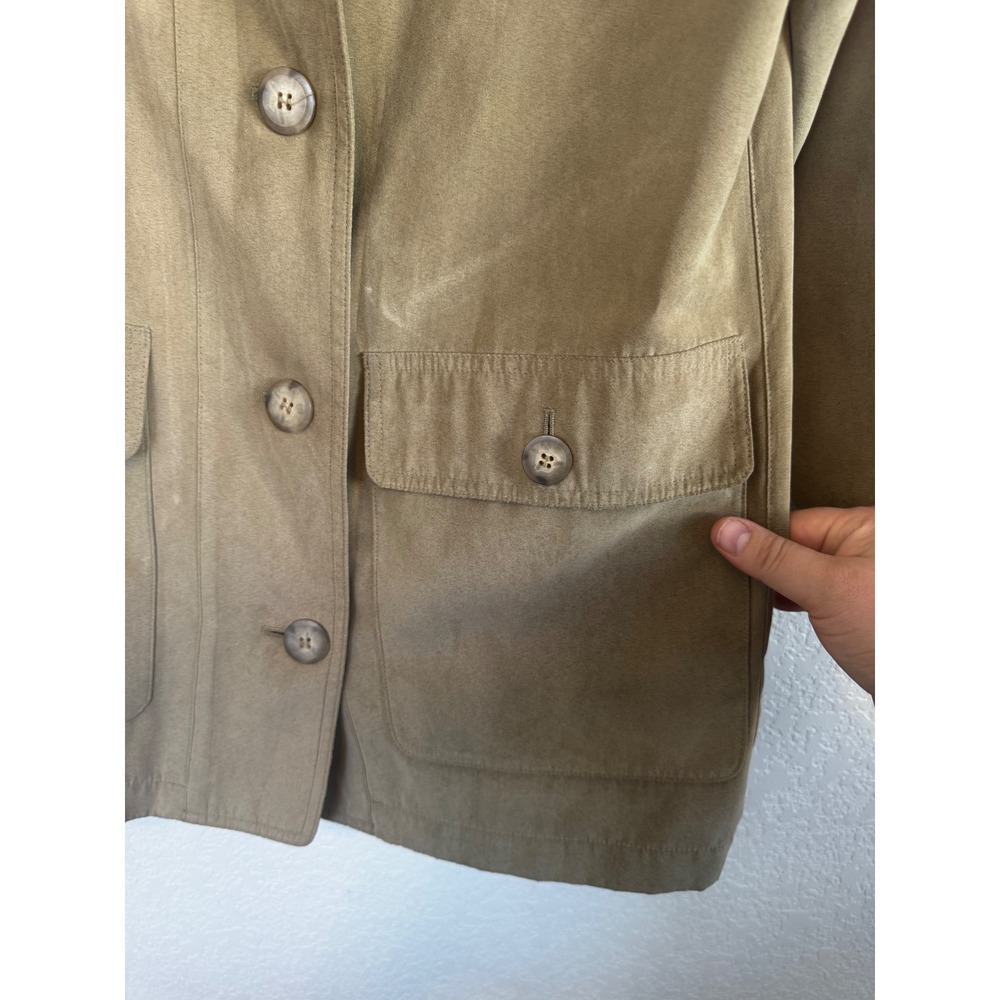Talbots Field Jacket Women P Tan Faux Suede Detachable Wool Liner Coat - Picture 6 of 7